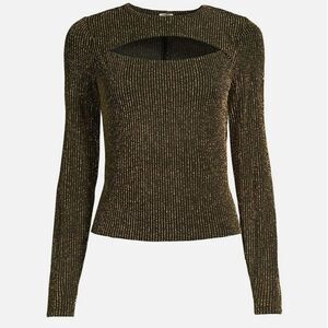 MICHAEL Michael Kors
Foil Cheetah Cut-Out Top Gold Stitch Fix S‎ Nwt